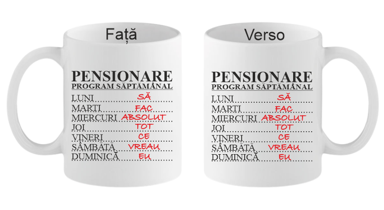 Program pensionare Cana personalizata Program pensionare - imagine 1